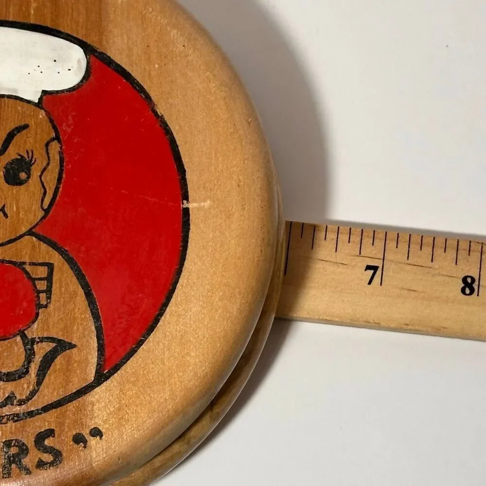 Vintage Wooden Hamburger Patty Press with a Hand Painted Chef